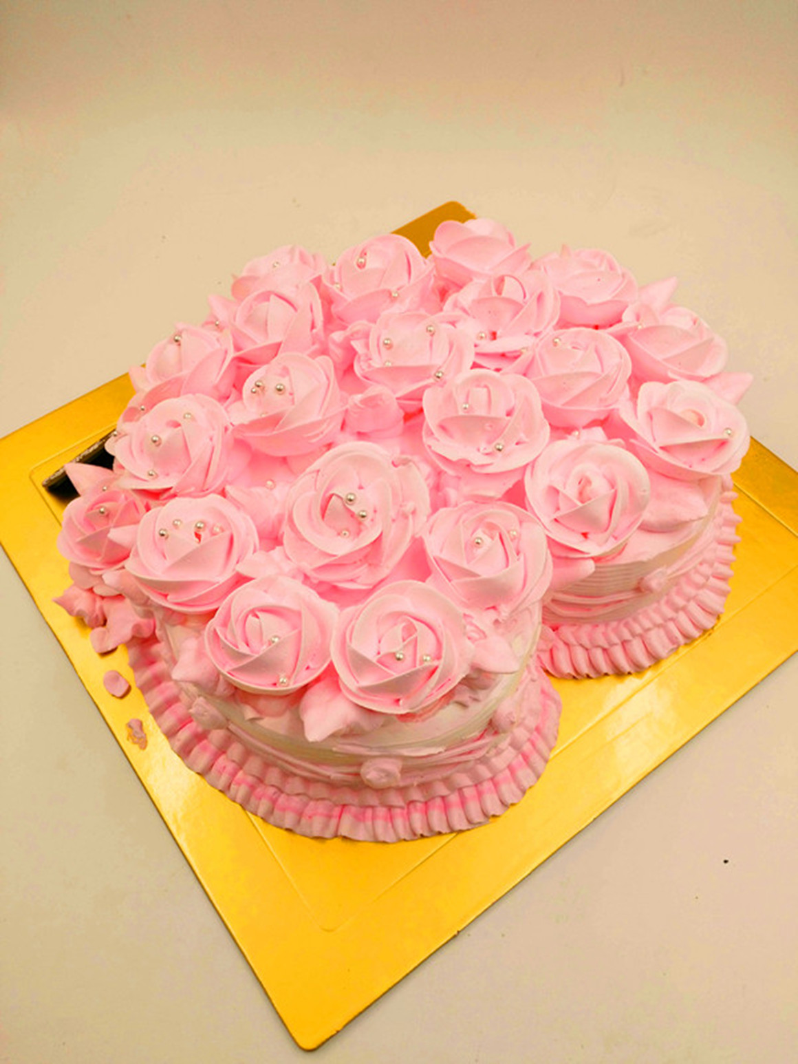 粉色回忆心形蛋糕